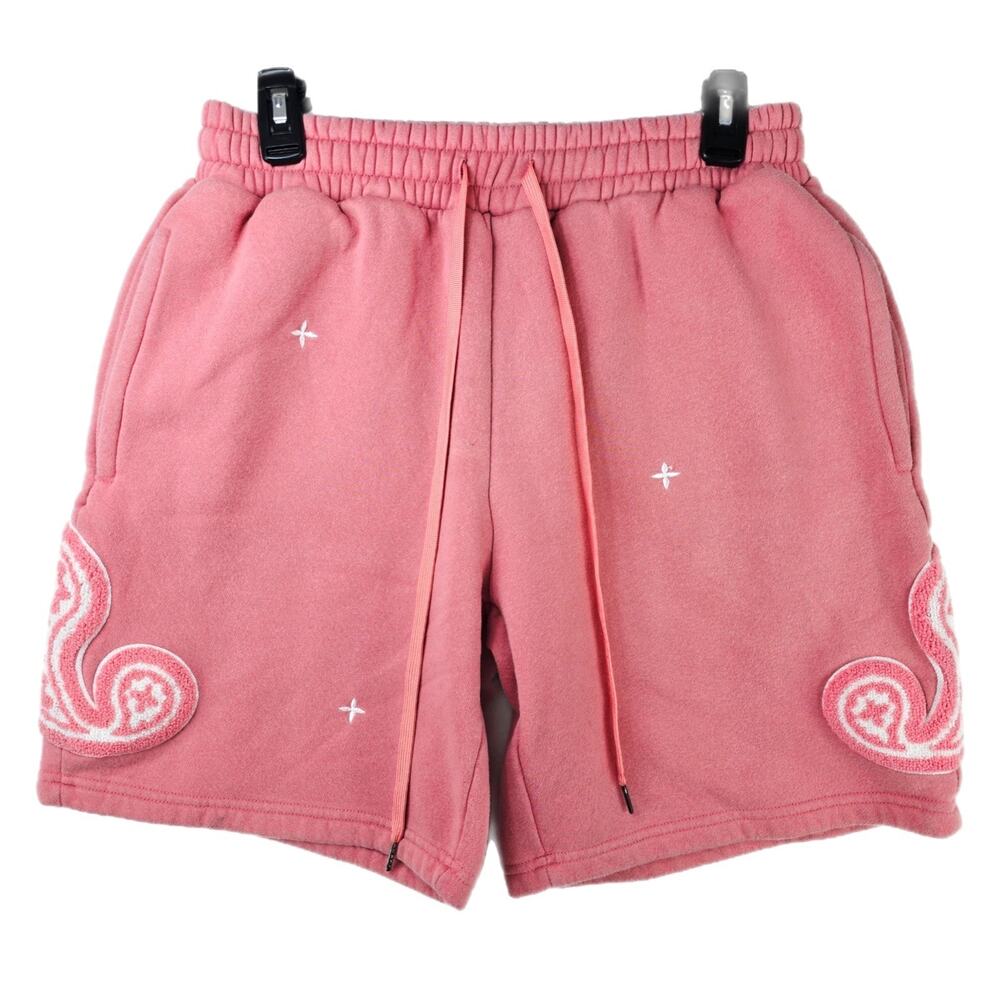 EPTM Sweat Shorts Mens Small Pink Paisley Felted Embroidered Streetwear